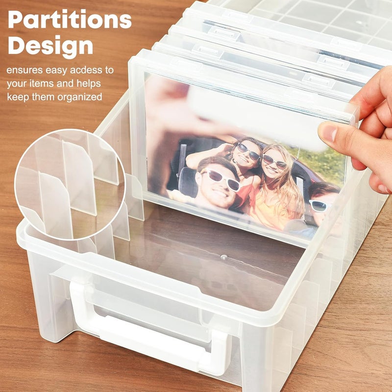 A-Link Photo Storage Box 5 x 7 In Photo Case, 10 Inner Large Photo Keeper, Clear Photo Storage Container, Seed Craft Cards Pictures Organizer, Plastic Office Organizer with 1 Label Sticker - Image 4
